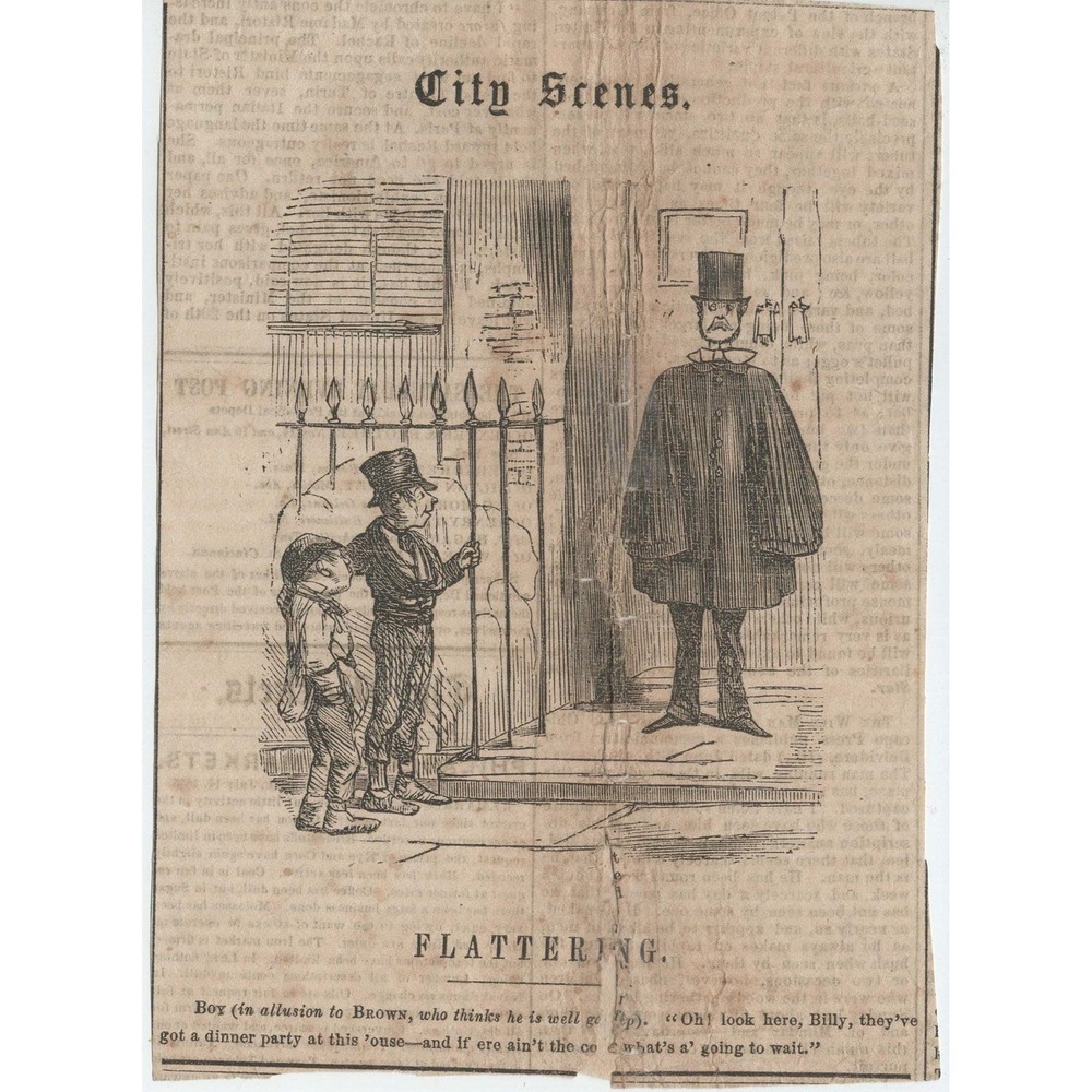 1850s Saturday Evening Post City Scenes Flattering Victorian Woodcut Clipping